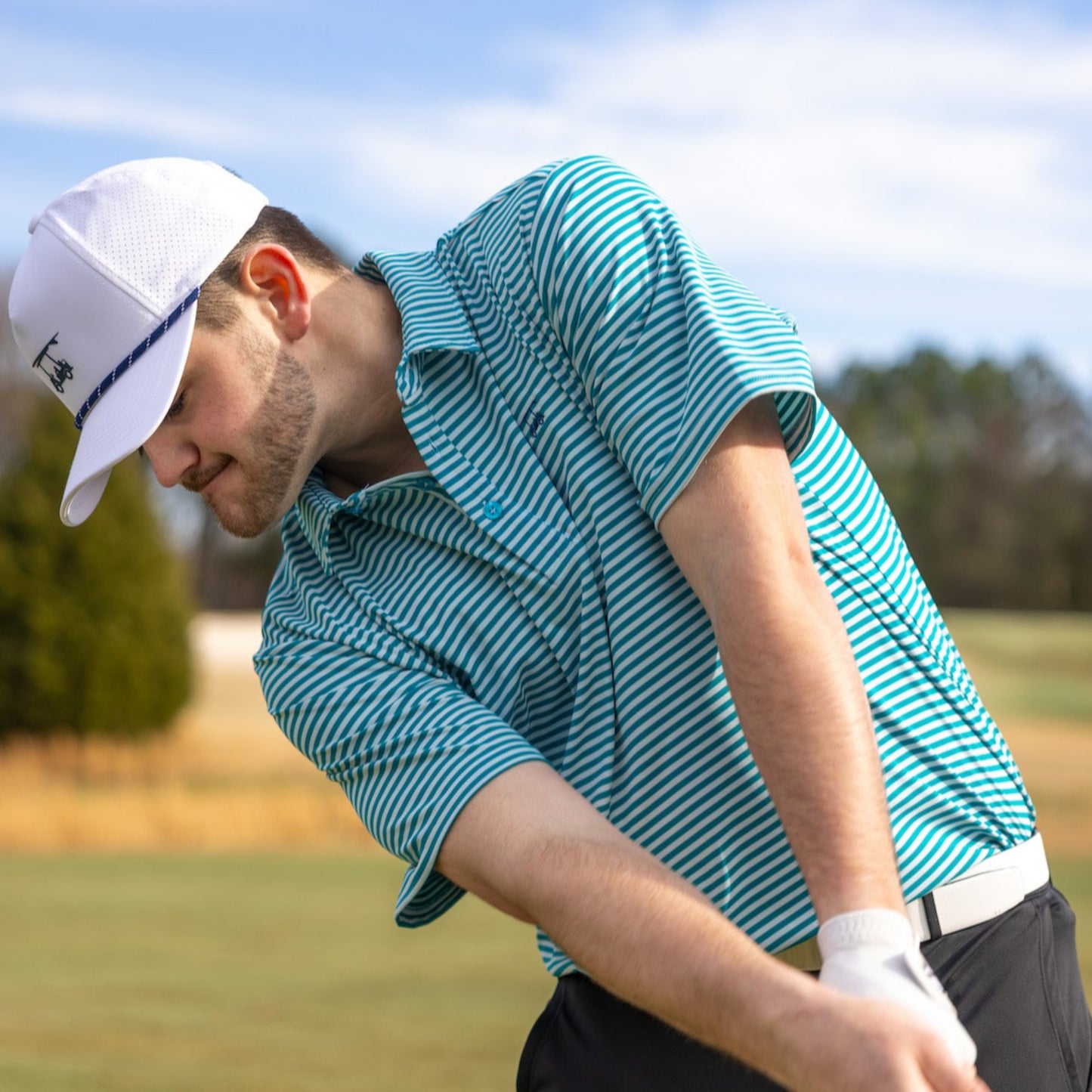 First Class Polo - Lagoon / White Stripe