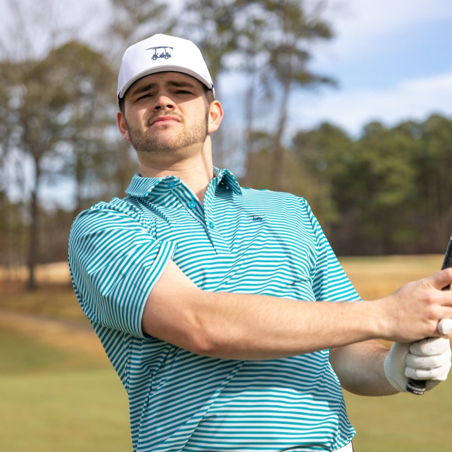 First Class Polo - Lagoon / White Stripe