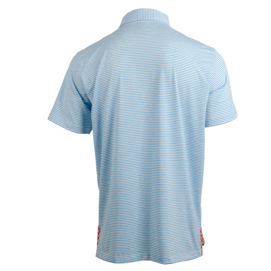 Limited Edition Albatross Polo - Heather Blue / White Stripe