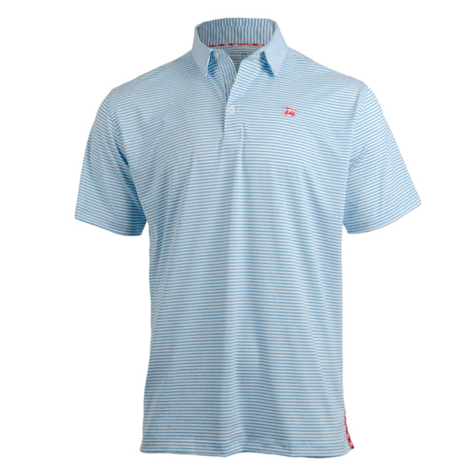 Limited Edition Albatross Polo - Heather Blue / White Stripe