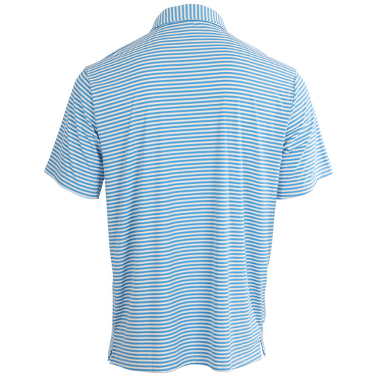 Youth First Class Polo - Azure Blue / White Stripe