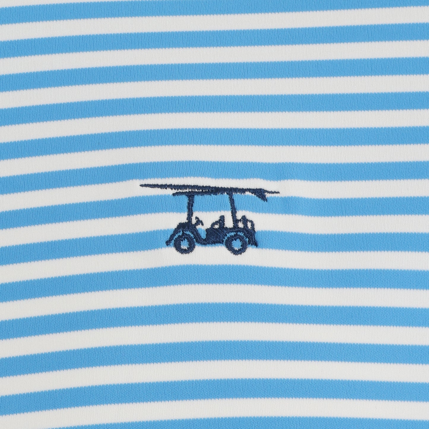 First Class Polo - Azure Blue / White Stripe