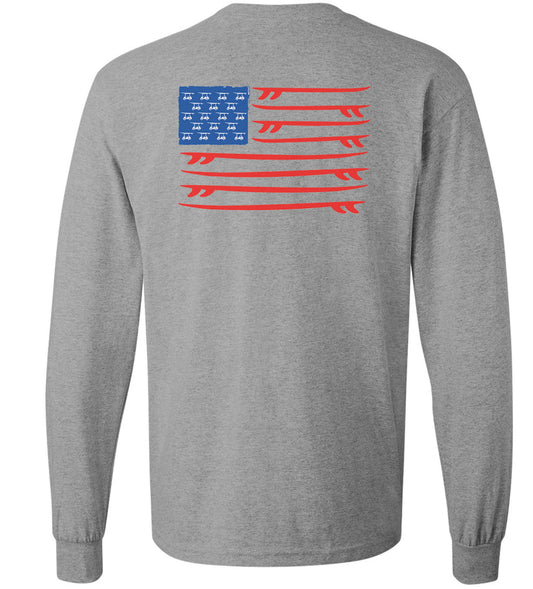 Island Tee - Long Sleeve Surfboard - Heather Grey