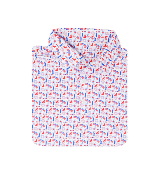 Albatross Youth Polo - White w/ Americana Print