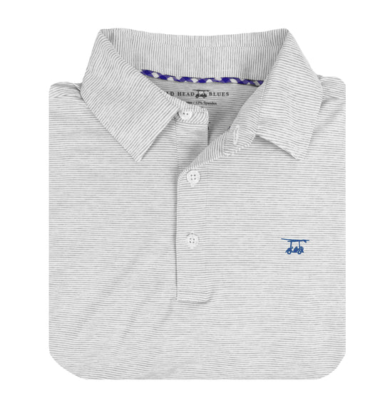 Albatross Polo - Heather Grey/White Microstripes