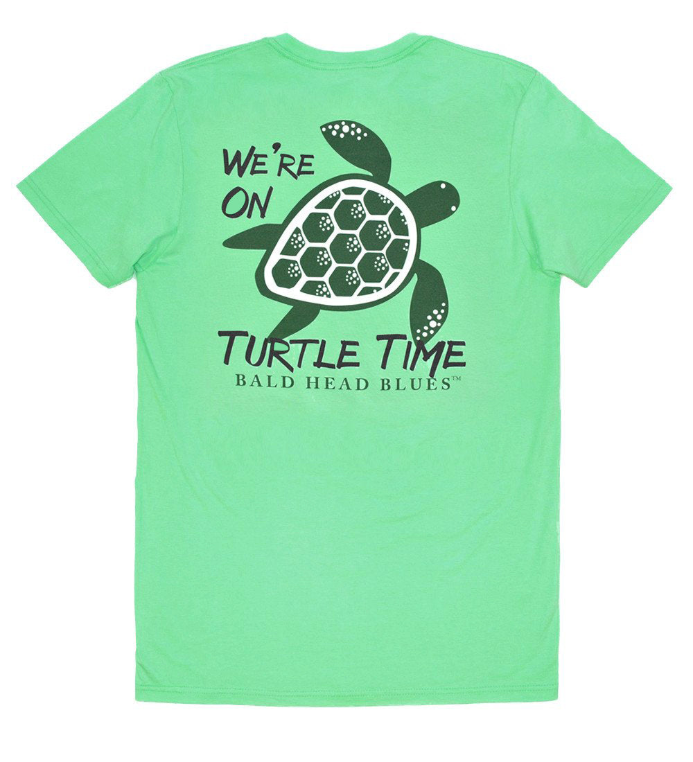 Turtle Island T-Shirt - Green Pima Cotton T-Shirt - Bald Head Blues